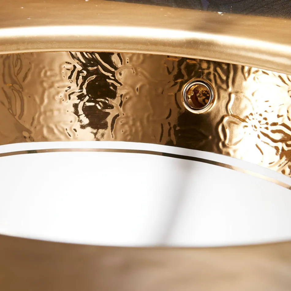 Ingebouwde spoelbak in Fire Clay met band in verschillende afwerkingen Made in Italy - Erioli Viadurini