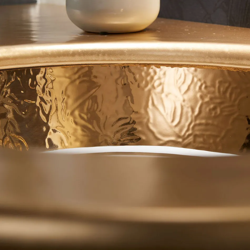 Ingebouwde spoelbak in Fire Clay met band in verschillende afwerkingen Made in Italy - Erioli Viadurini