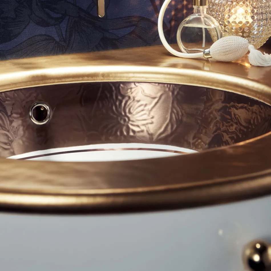 Ingebouwde spoelbak in Fire Clay met band in verschillende afwerkingen Made in Italy - Erioli Viadurini