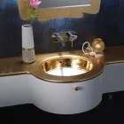 Ingebouwde spoelbak in Fire Clay met band in verschillende afwerkingen Made in Italy - Erioli Viadurini