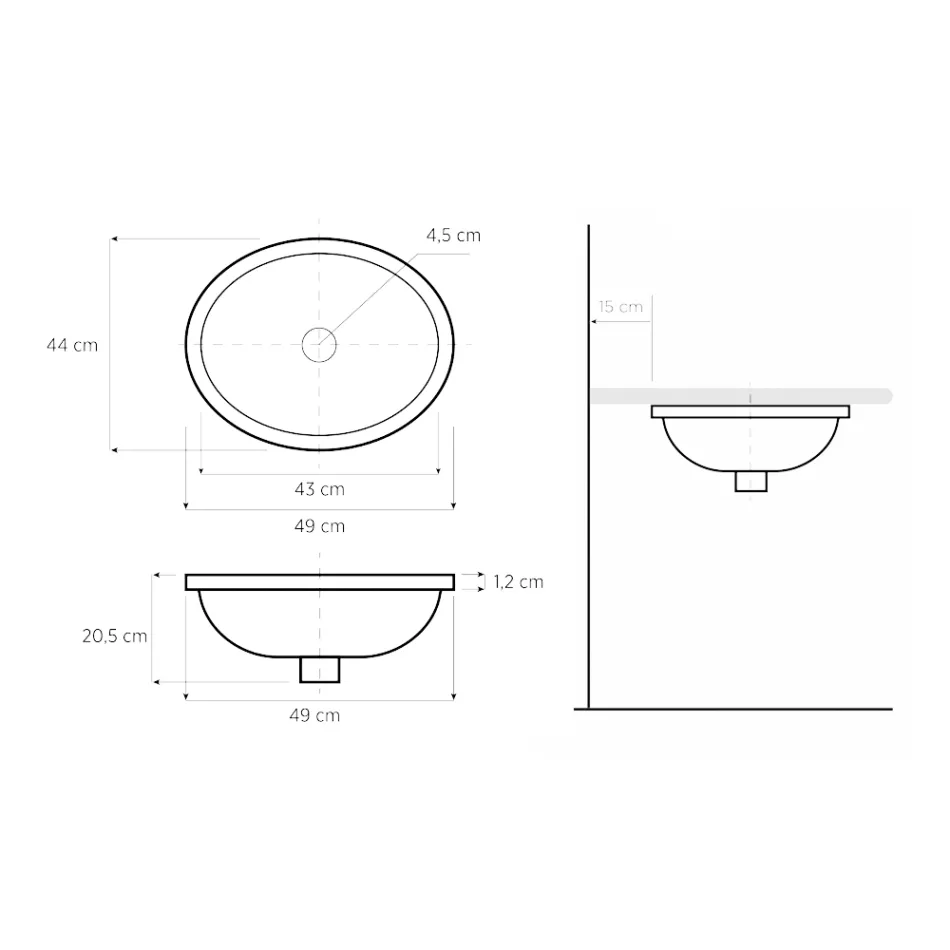 Ingebouwde Fire Clay-wastafel met platina kantband Made in Italy - Erioli Viadurini