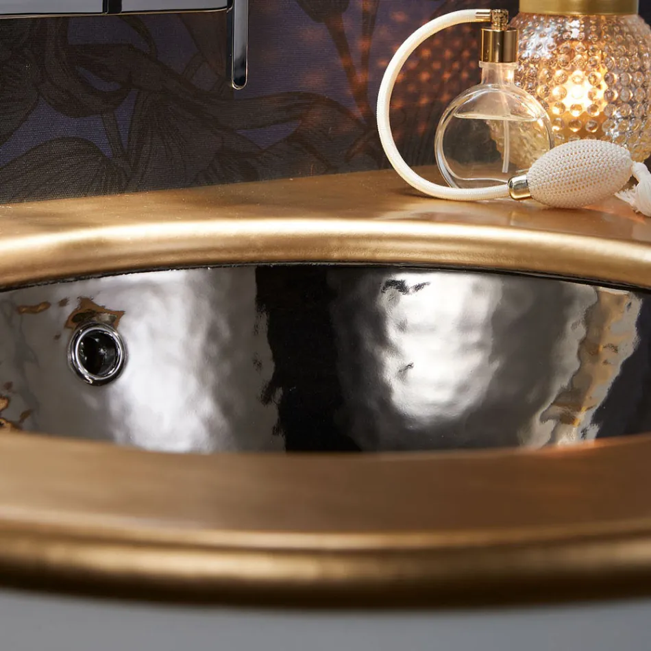 Ingebouwde wastafel in Fire Clay met 3 afwerkingen Made in Italy - Erioli Viadurini