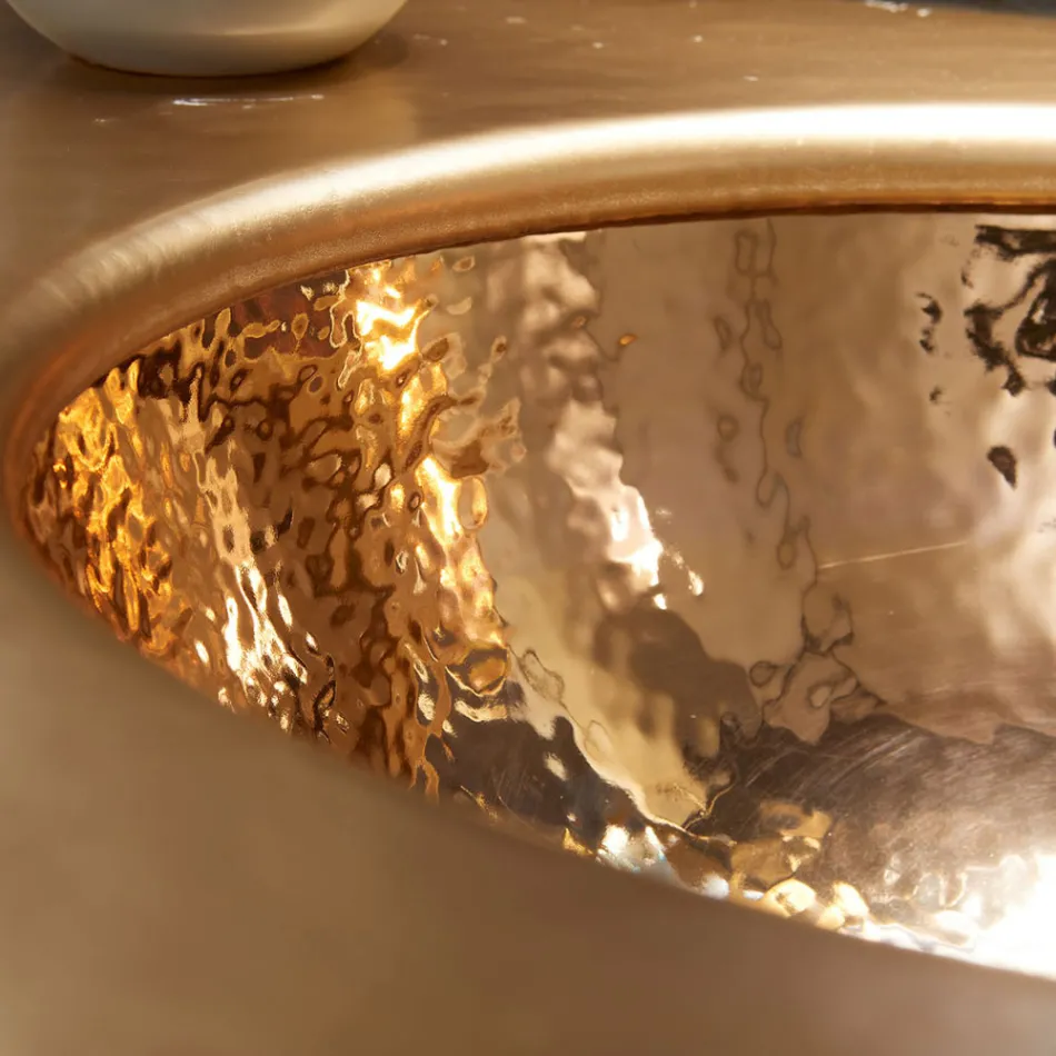 Ingebouwde wastafel in Fire Clay met 3 afwerkingen Made in Italy - Erioli Viadurini