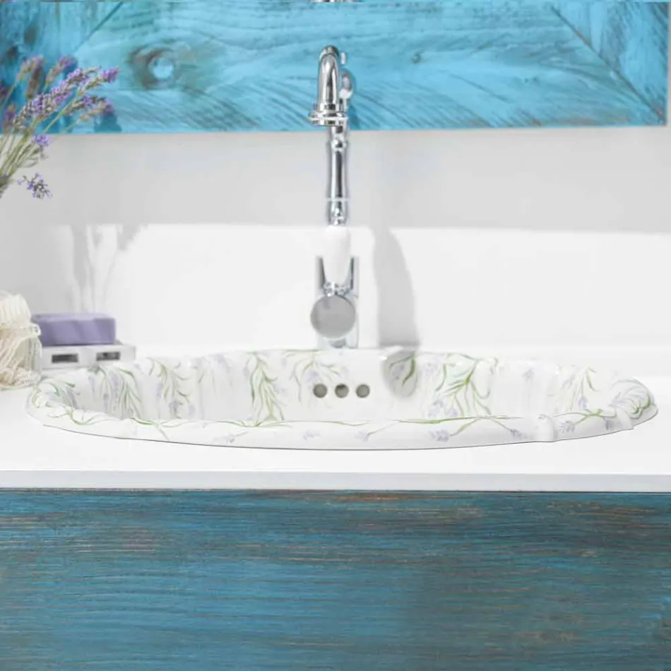 Verzonken wasbak in klassiek porselein handgemaakt in Italië, Santiago Viadurini