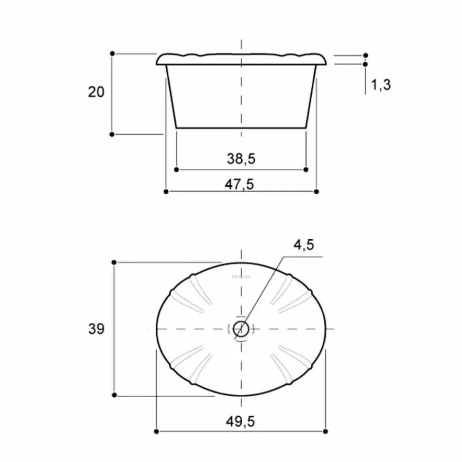Verzonken wasbak in klassiek porselein handgemaakt in Italië, Santiago Viadurini