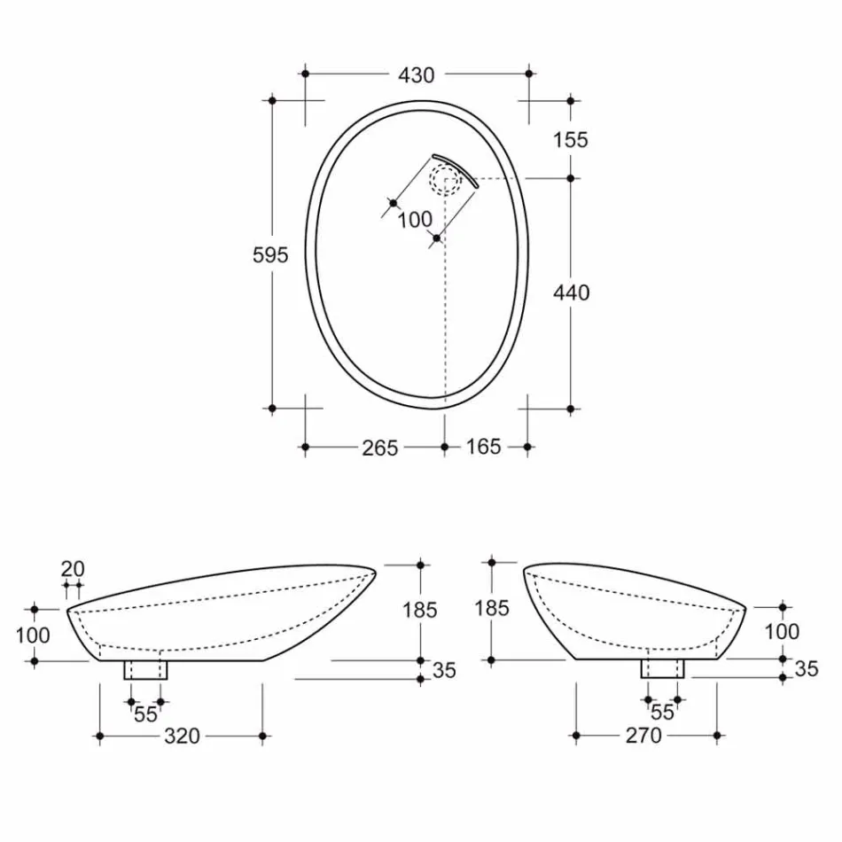 Modern design parelmoer wasbak gemaakt in Italië Glossy Viadurini