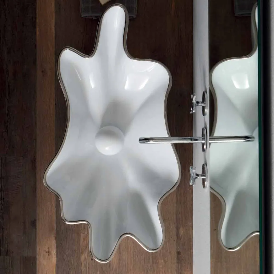 Moderne aanrechtwastafel in wit keramiek gemaakt in Italië Rayan Viadurini