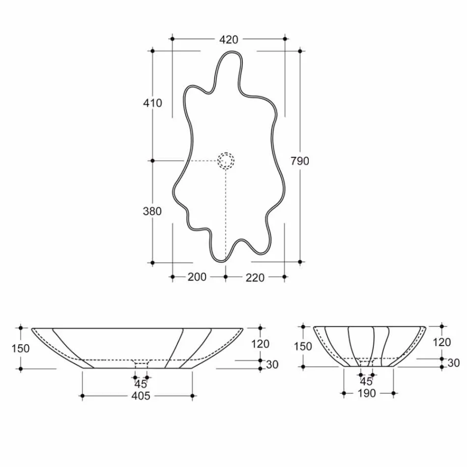 Moderne aanrechtwastafel in wit keramiek gemaakt in Italië Rayan Viadurini