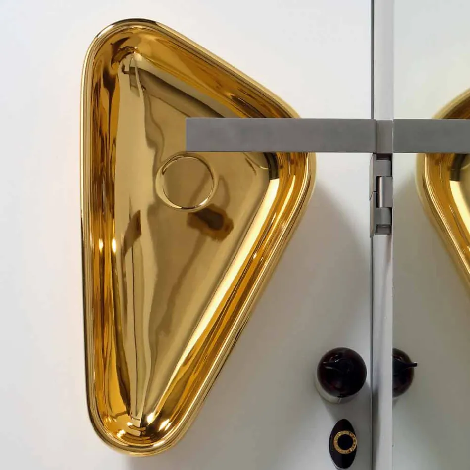 Moderne aanrecht wasbak in goud keramiek gemaakt in Sofia, Italië Viadurini