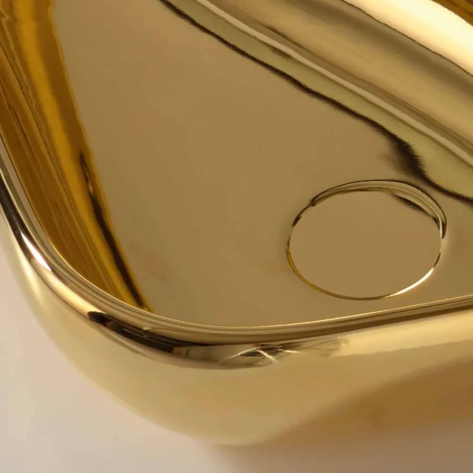 Moderne aanrecht wasbak in goud keramiek gemaakt in Sofia, Italië Viadurini