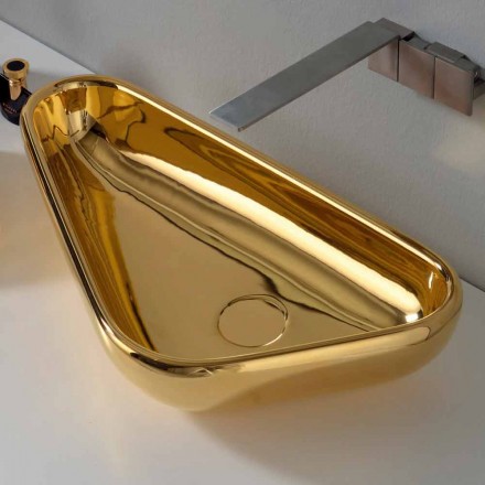 Moderne aanrecht wasbak in goud keramiek gemaakt in Sofia, Italië Viadurini