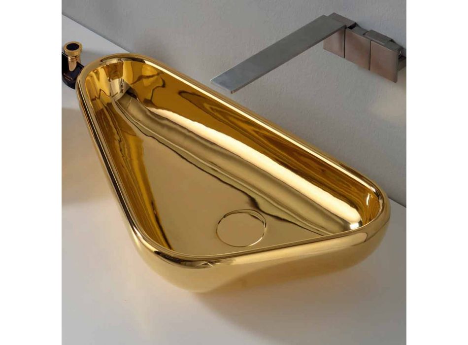 Moderne aanrecht wasbak in goud keramiek gemaakt in Sofia, Italië Viadurini