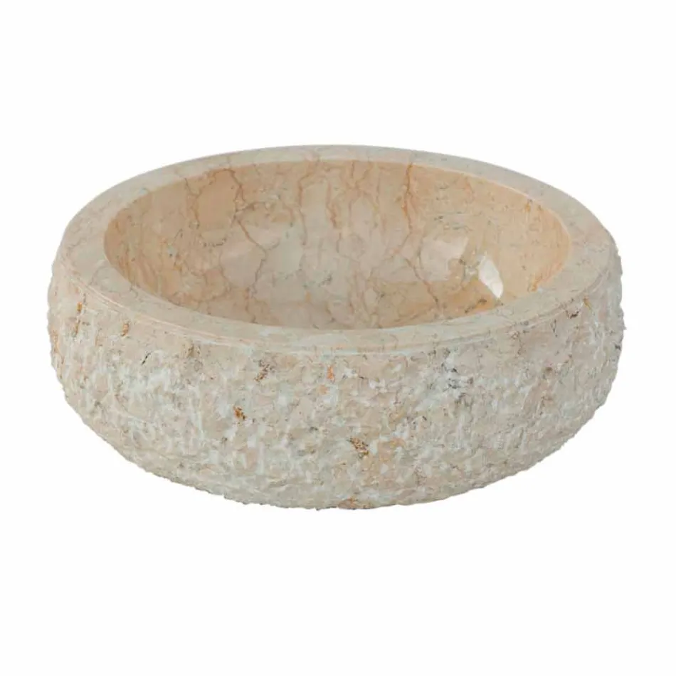 Moderne aanrechtwastafel in witte natuursteen Lola, uniek stuk Viadurini