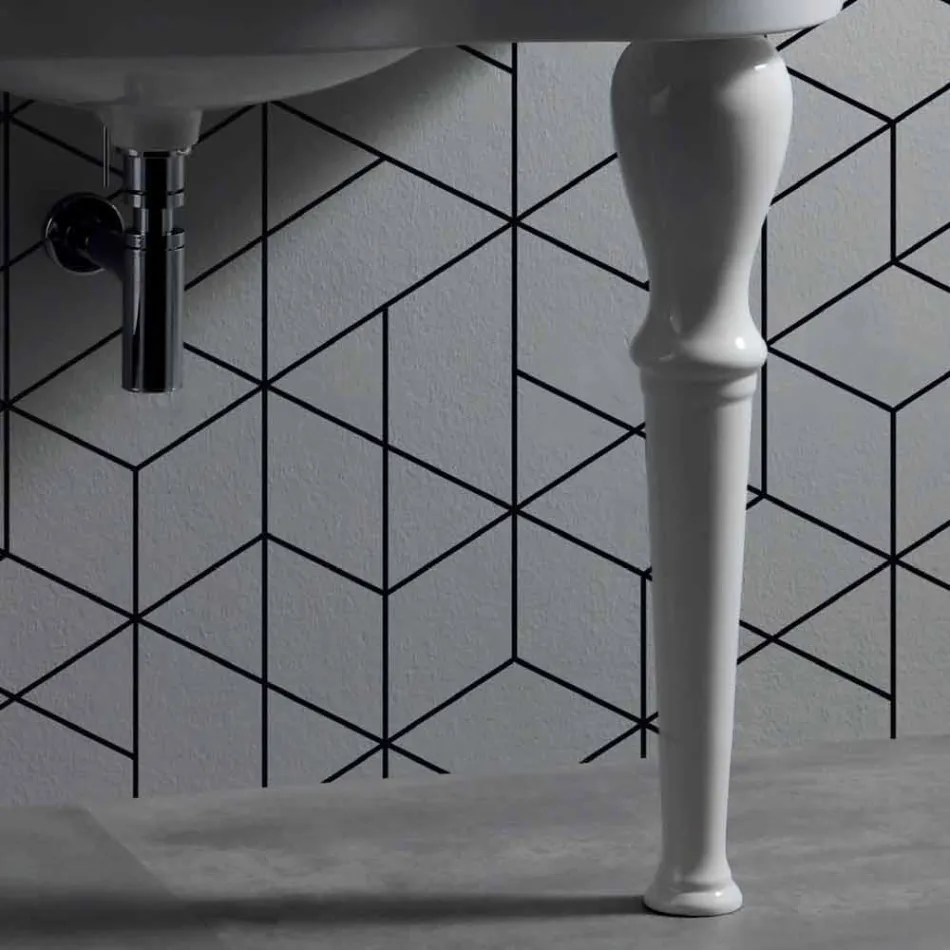 Moderne wandwastafel met of zonder poten, L90 cm in Avise Ceramic Viadurini