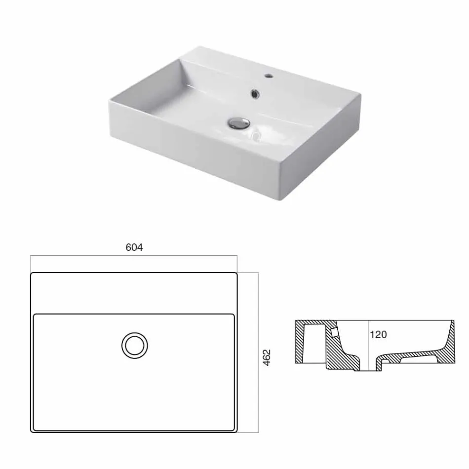 Wastafel met enkele opening voor ondersteuning of wand in Coliviata Colivi Ceramic Viadurini