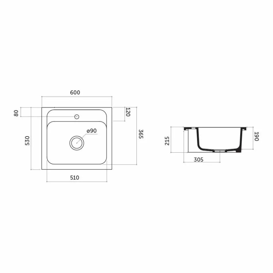 Wastafel met één gat in gekleurd keramiek voor ondersteuning en verzonken capri Viadurini