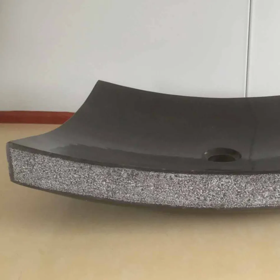 Zwarte wasbak in natuursteen Love, uniek stuk Viadurini