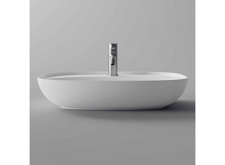 Ovale aanrecht wastafel voor badkamerontwerp in keramiek Made in Italy - Omarance Viadurini