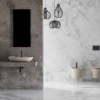 Ovale aanrecht wastafel voor badkamerontwerp in keramiek Made in Italy - Omarance Viadurini