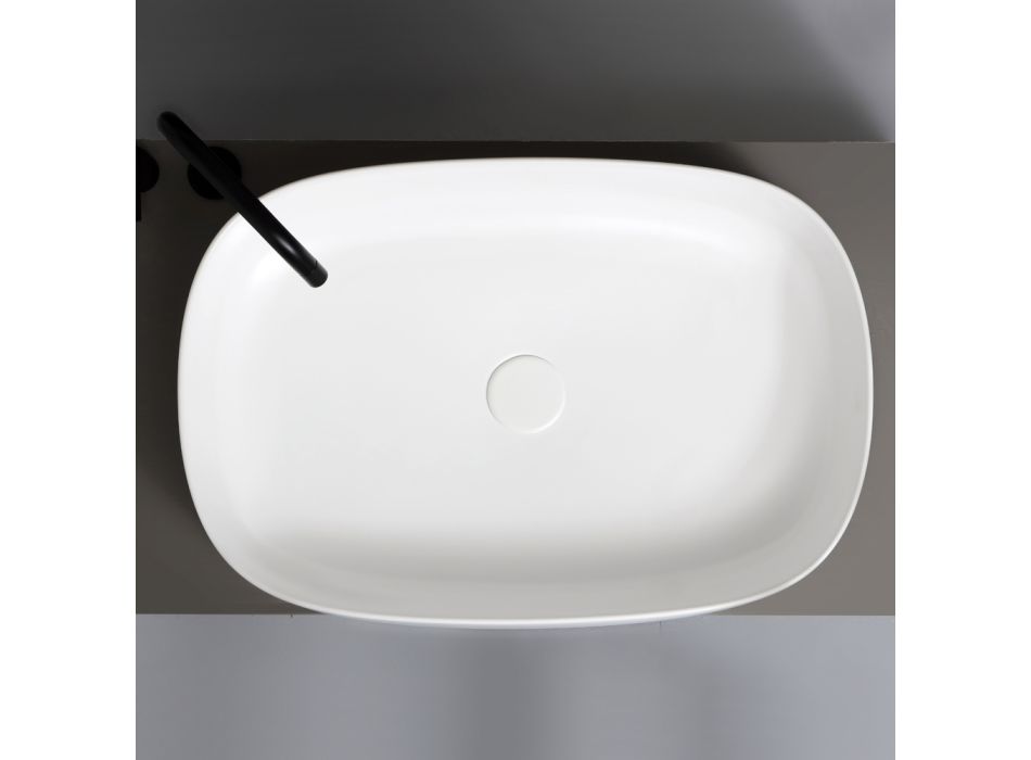 Ovale aanrecht wastafel L 60 cm in moderne keramiek Made in Italy - Cordino Viadurini
