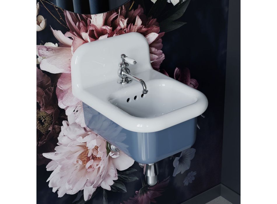 Rechthoekige hangende keramische badkamerwastafel - Elodie Viadurini