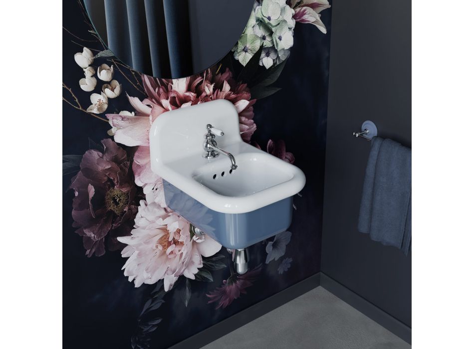 Rechthoekige hangende keramische badkamerwastafel - Elodie Viadurini