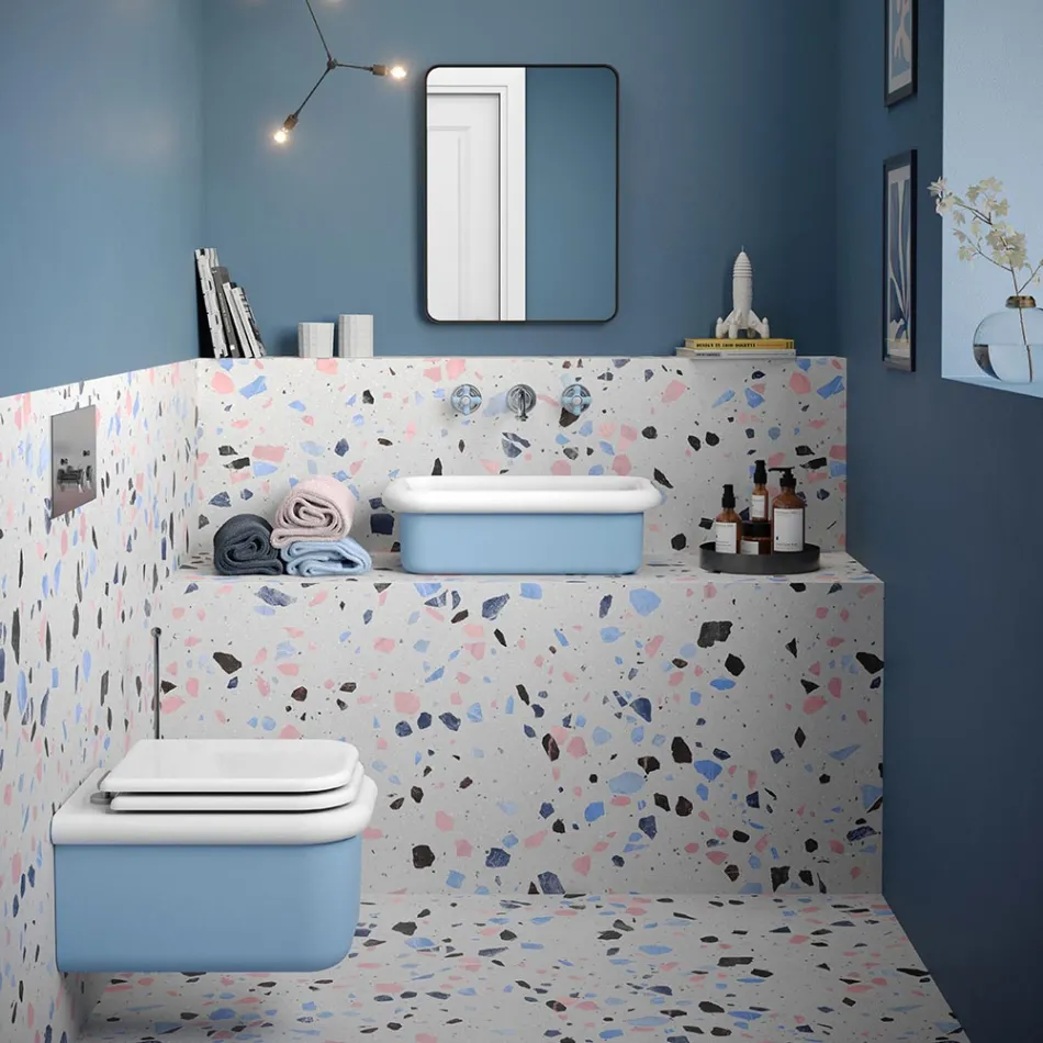 Rechthoekige keramische aanrechtwastafel - Holly Viadurini