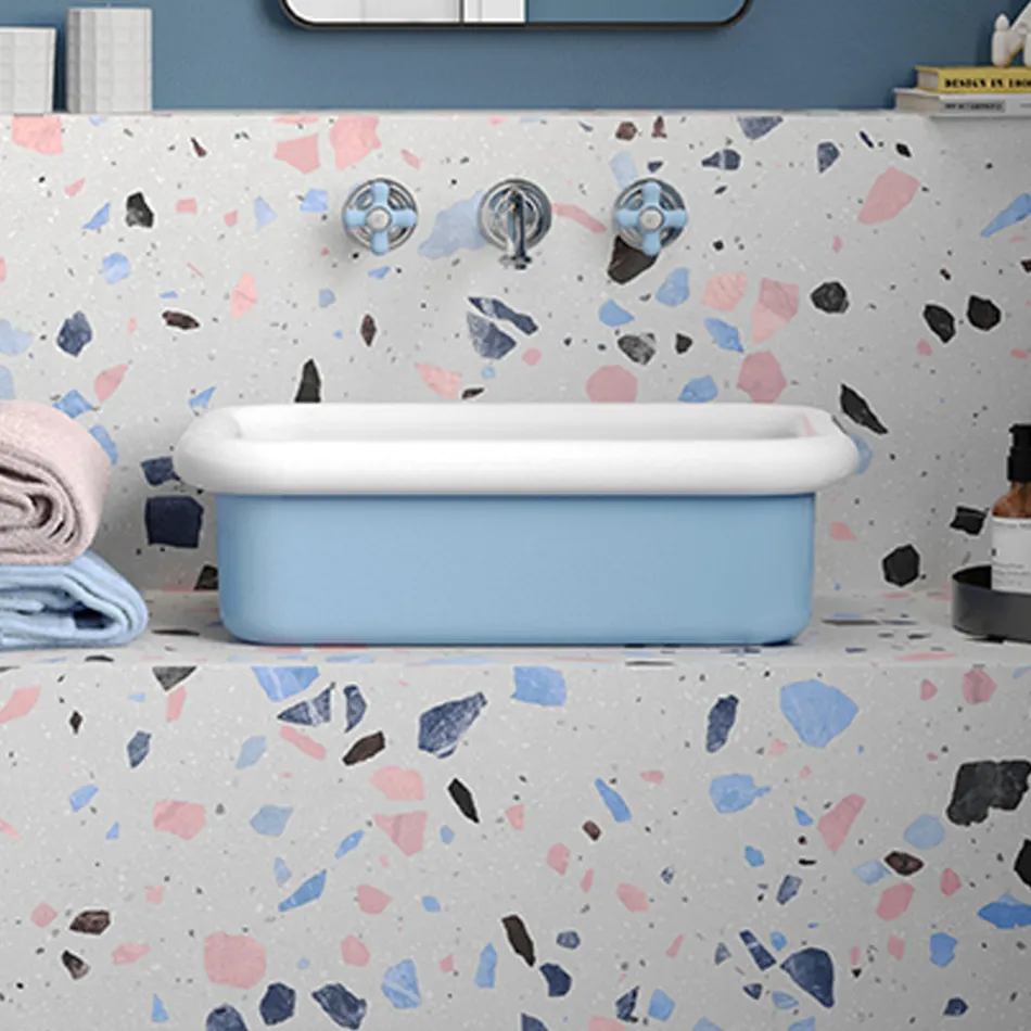 Rechthoekige keramische aanrechtwastafel - Holly Viadurini