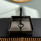 Vierkante opzetwastafel in roestvrij staal in verschillende afwerkingen - Calendula Viadurini