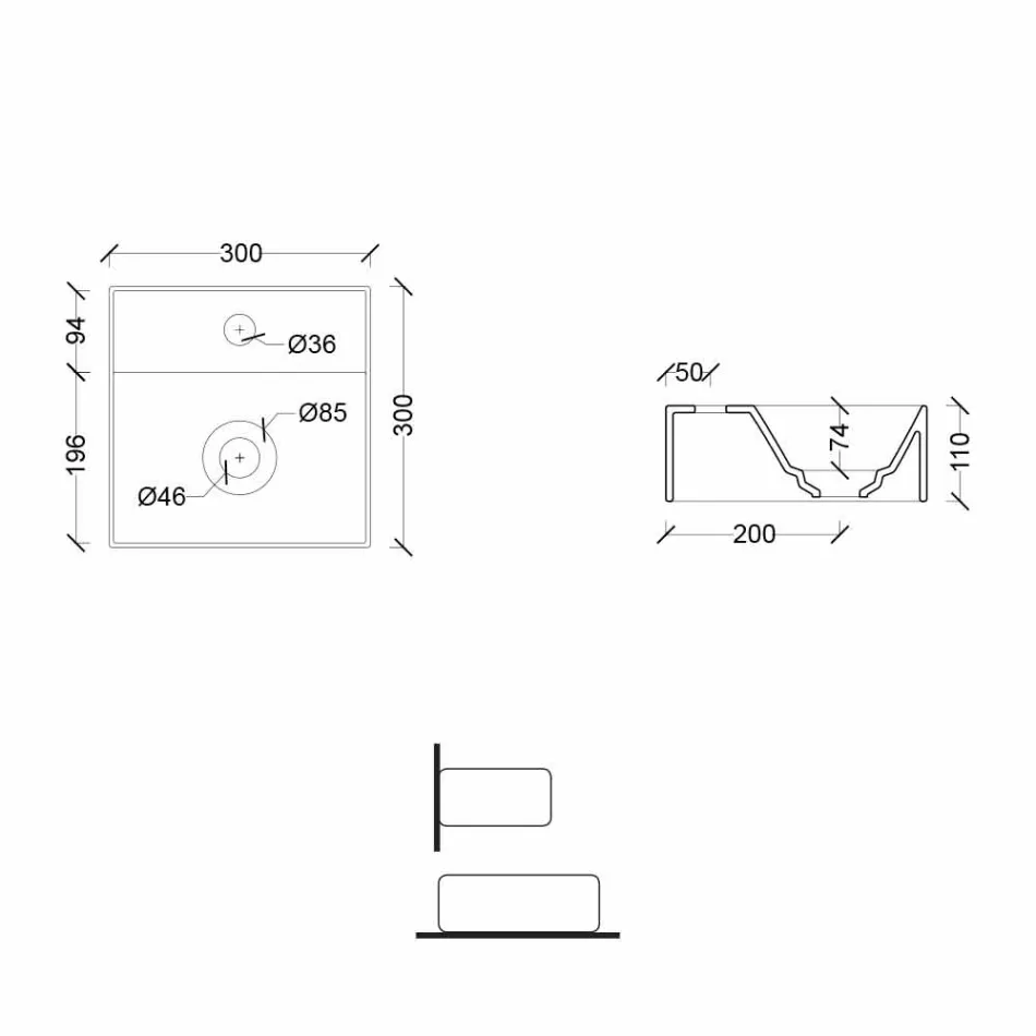 Vierkant of rechthoekig modern design keramische wastafel gemaakt in Italië - Act Viadurini