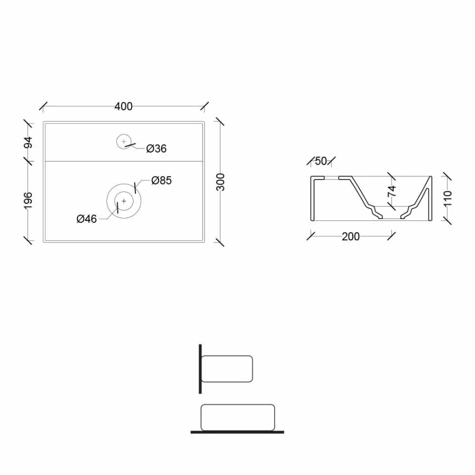 Vierkant of rechthoekig modern design keramische wastafel gemaakt in Italië - Act Viadurini