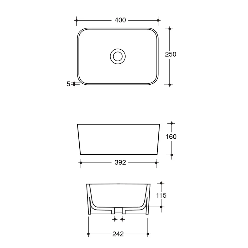 Wastafel van keramiek Verkrijgbaar in verschillende kleuren Made in Italy - Mand Viadurini