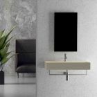 Rechthoekig aanrecht of aan de muur opgehangen keramische wastafel, ontwerp 3 maten - Malvina Viadurini
