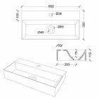 Modern rechthoekig aanrecht of hangende wastafel 60x30 cm in keramiek - Act Viadurini