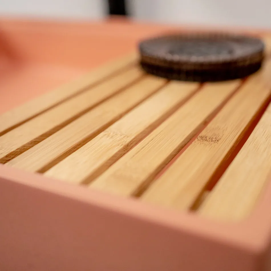 Rechthoekige opzetwastafel gemaakt van Mali Orange Terrazzo - Azalea Viadurini