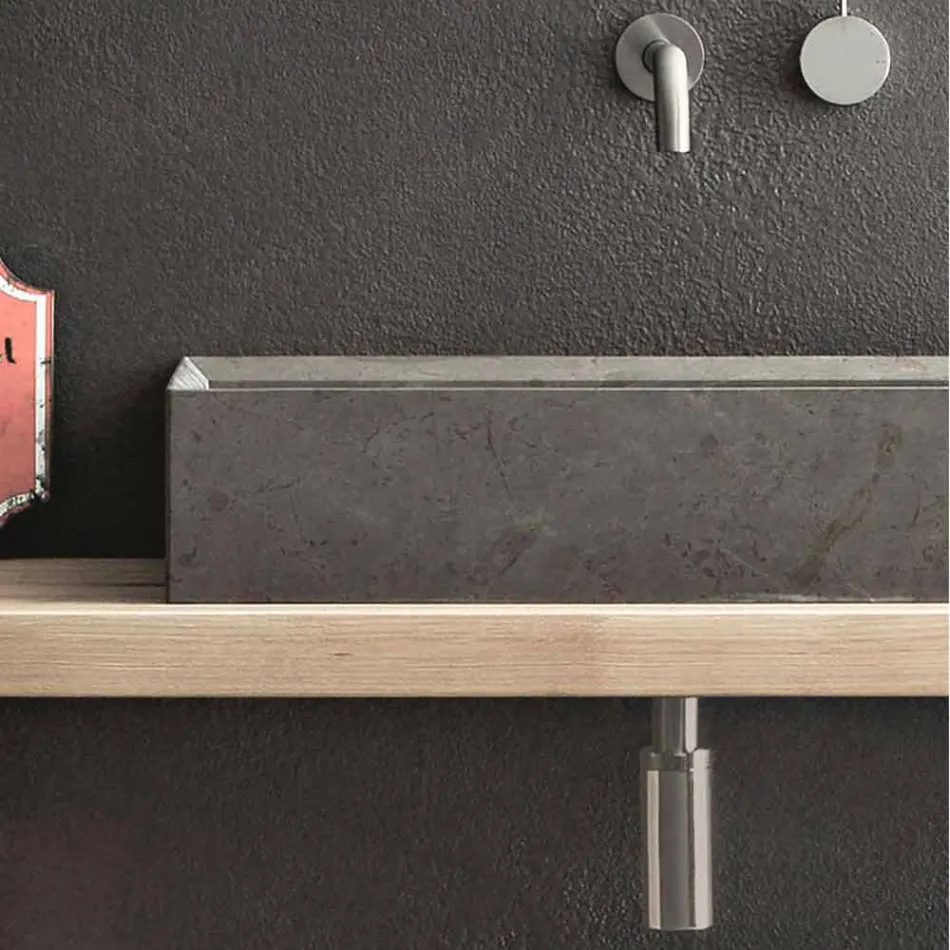 Rechthoekige en moderne aanrechtwastafel in designsteen - Farartlav3 Viadurini