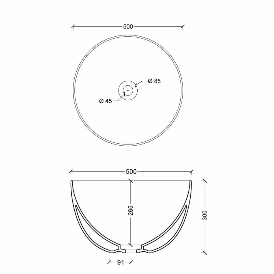 Rond wasbak in wit keramiek of gekleurde Star Round50 Viadurini