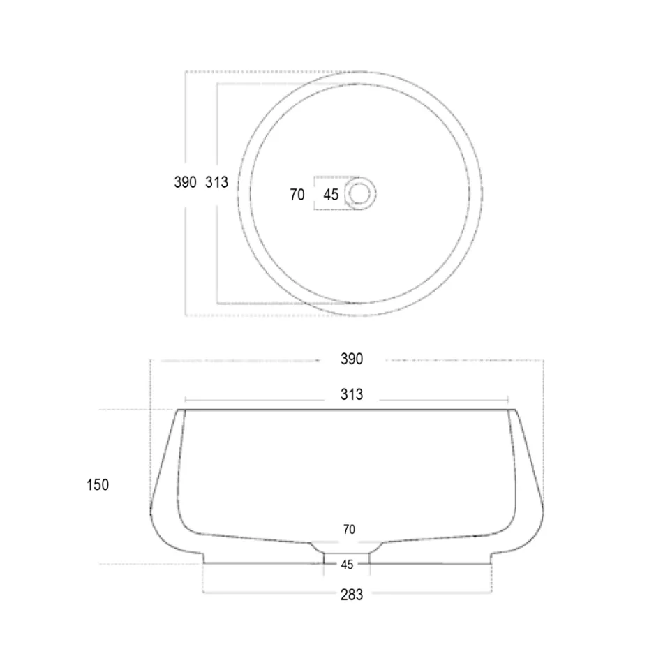 Ronde opzetwastafel van cement en hars - Ibisco Viadurini