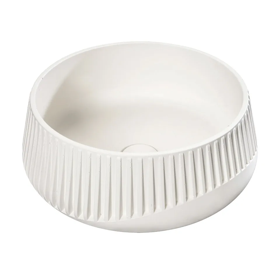 Ronde opzetwastafel van cement en hars - Ibisco Viadurini