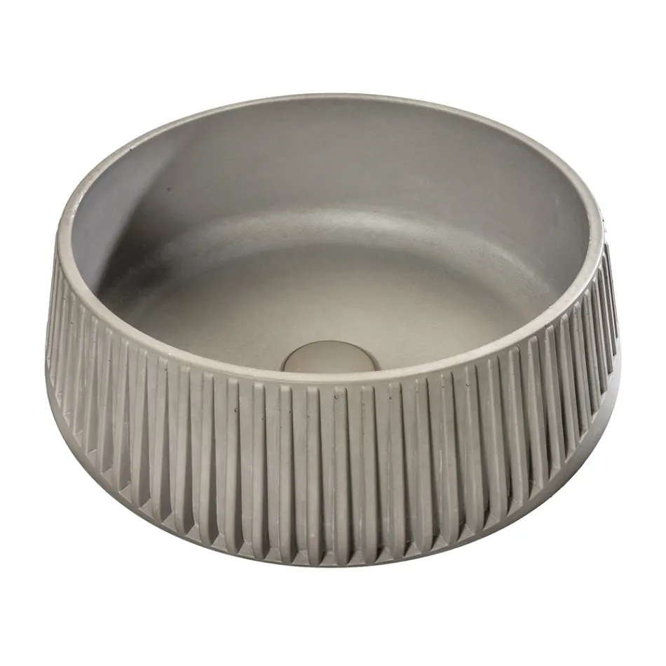 Ronde opzetwastafel van cement en hars - Ibisco Viadurini