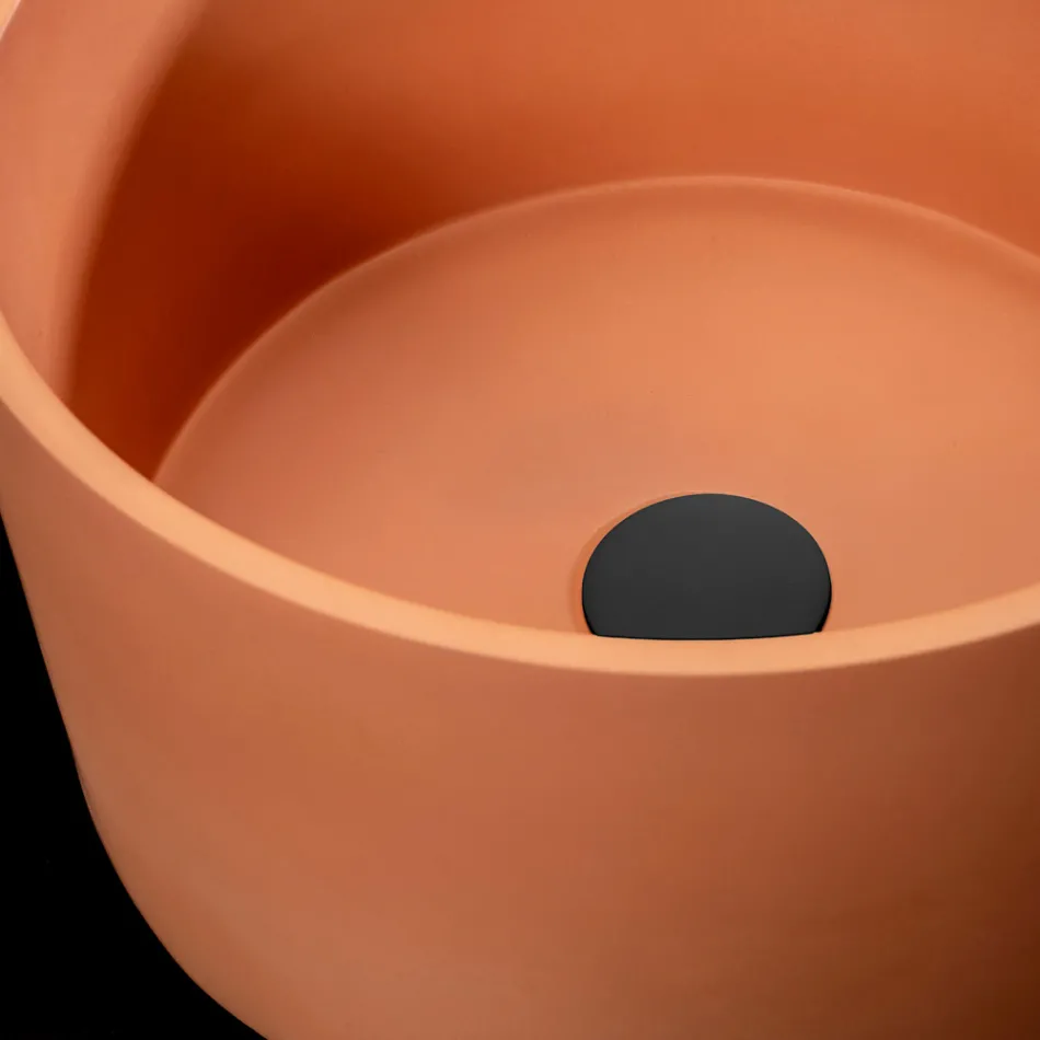 Ronde opzetwastafel gemaakt van Mali Orange Terrazzo - Azalea Viadurini