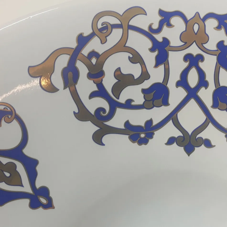 Half verzonken wastafel met kobaltblauwe en gouden of gouden decoraties Made in Italy - Capatosta Viadurini