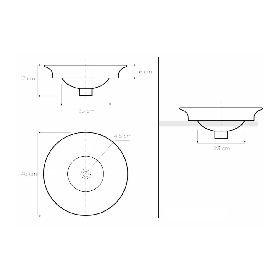 Half verzonken wastafel met kobaltblauwe en gouden of gouden decoraties Made in Italy - Capatosta Viadurini