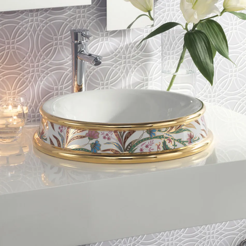 Halfverzonken wastafel in verschillende afwerkingen in Fire Clay Made in Italy - Erasmo Viadurini