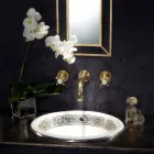 Half verzonken wastafel in Fire Clay met band in verschillende afwerkingen - Botticino Viadurini