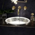 Half verzonken wastafel in Fire Clay met band in verschillende afwerkingen - Botticino Viadurini