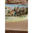 Half verzonken wastafel in vuurklei met landschap van Deruta Made in Italy - Principe Viadurini