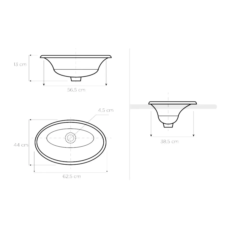 Half verzonken wastafel in vuurklei met landschap van Deruta Made in Italy - Principe Viadurini