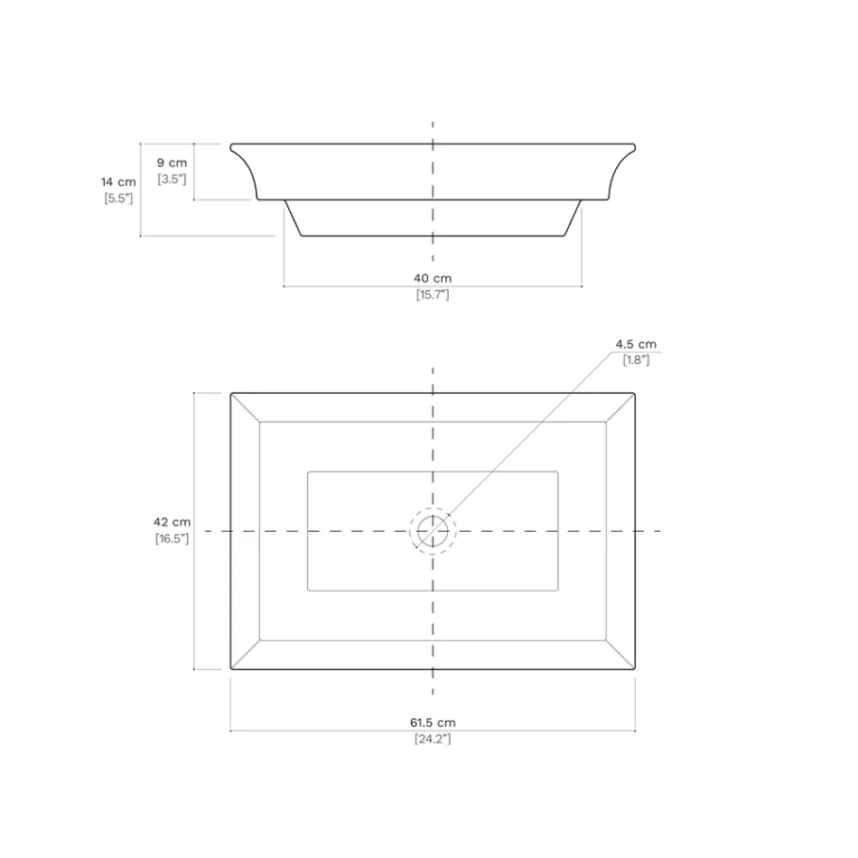 Half verzonken wastafel in vuurklei met verschillende afwerkingen Made in Italy - Ultima Viadurini