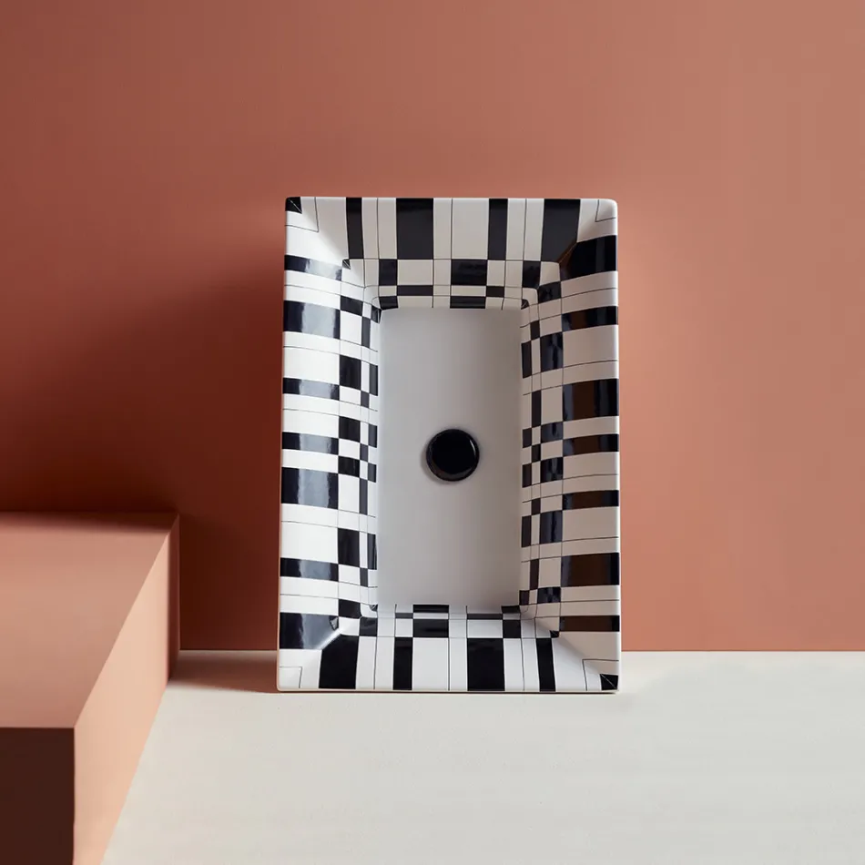 Half verzonken wastafel in vuurklei met verschillende afwerkingen Made in Italy - Ultima Viadurini